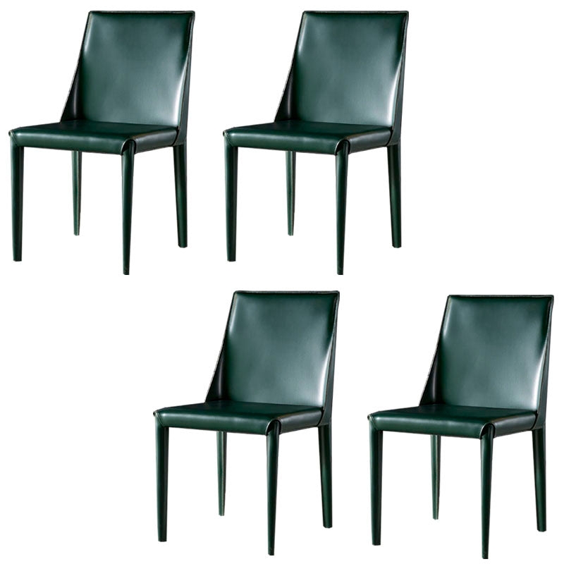 Modern Style Leather Dining Chairs Armless Solid Back Side Chairs for Kitchen Dark Green 4 Piece Set Clearhalo ' kitchen&dining_furn' 'Dining Chairs' 'Dining Tables & Seating' 'dining_chair' 'furn' 'furn_dining_chair' 'Furniture' 'furniture_dining_chair' 'Kitchen & Dining Furniture' 'kitchen' 4156924