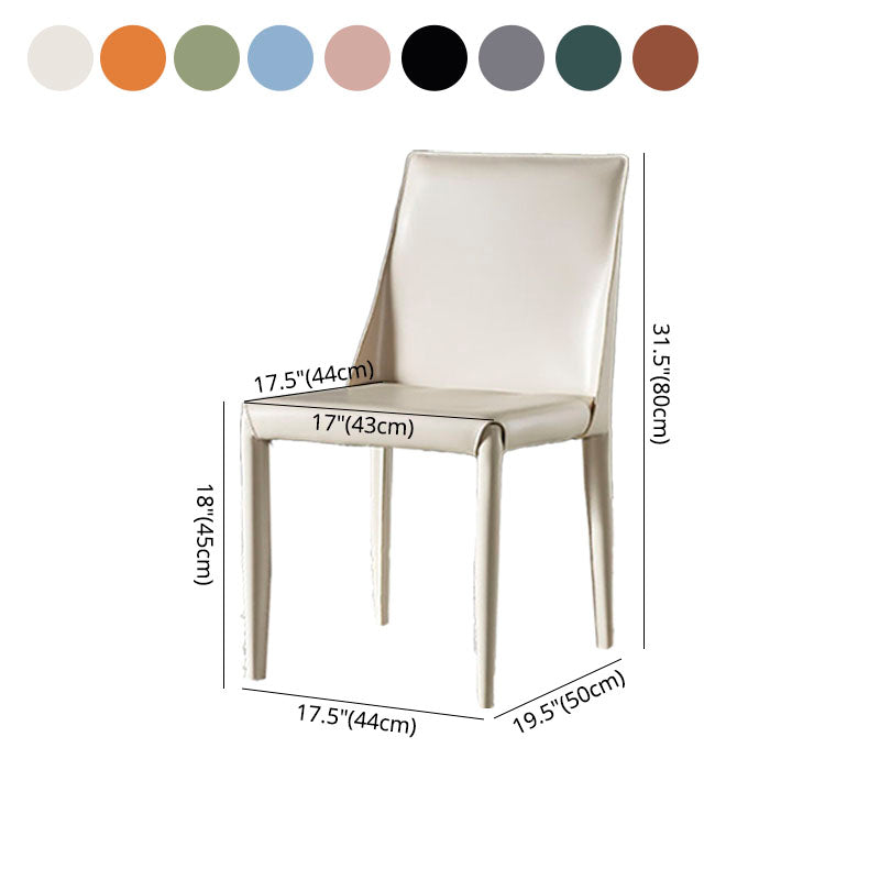 Modern Style Leather Dining Chairs Armless Solid Back Side Chairs for Kitchen Clearhalo ' kitchen&dining_furn' 'Dining Chairs' 'Dining Tables & Seating' 'dining_chair' 'furn' 'furn_dining_chair' 'Furniture' 'furniture_dining_chair' 'Kitchen & Dining Furniture' 'kitchen' 4156926