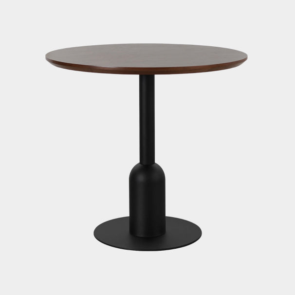 Metal Industrial Dining Table Wood Top Indoor Table with Pedestal Base Round Walnut Clearhalo ' dining_table' 'Dining Tables & Seating' 'Dining Tables' 'furn' 'furn_dining_table' 'Furniture' 'furniture_dining_table' 'Kitchen & Dining Furniture' 'kitchen&dining_furn' 'kitchen' 'kitchen_dining_table' 4156930