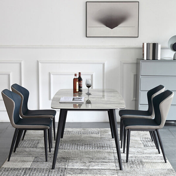 Sintered Stone Dining Table Simplicity Style 4 Legs Carbon Steel Base Rectangle Table for Home Clearhalo ' dining_table' 'Dining Tables & Seating' 'Dining Tables' 'furn' 'furn_dining_table' 'Furniture' 'furniture_dining_table' 'Kitchen & Dining Furniture' 'kitchen&dining_furn' 'kitchen' 'kitchen_dining_table' 4159080
