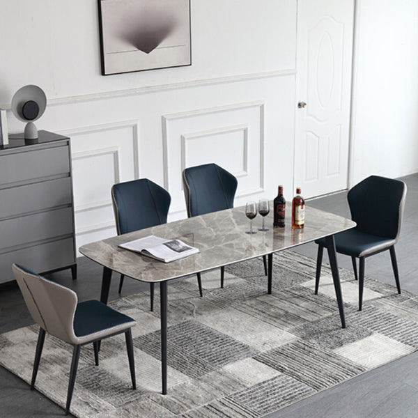 Sintered Stone Dining Table Simplicity Style 4 Legs Carbon Steel Base Rectangle Table for Home Clearhalo ' dining_table' 'Dining Tables & Seating' 'Dining Tables' 'furn' 'furn_dining_table' 'Furniture' 'furniture_dining_table' 'Kitchen & Dining Furniture' 'kitchen&dining_furn' 'kitchen' 'kitchen_dining_table' 4159081