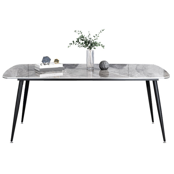 Sintered Stone Dining Table Simplicity Style 4 Legs Carbon Steel Base Rectangle Table for Home Without Chairs Clearhalo ' dining_table' 'Dining Tables & Seating' 'Dining Tables' 'furn' 'furn_dining_table' 'Furniture' 'furniture_dining_table' 'Kitchen & Dining Furniture' 'kitchen&dining_furn' 'kitchen' 'kitchen_dining_table' 4159082