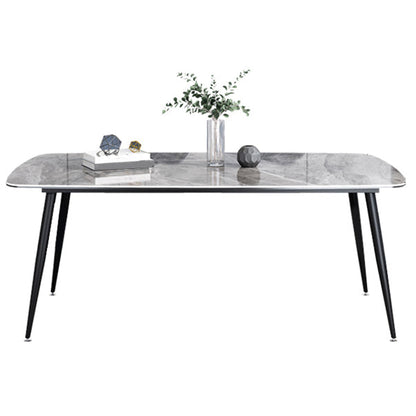 Sintered Stone Dining Table Simplicity Style 4 Legs Carbon Steel Base Rectangle Table for Home Without Chairs Clearhalo ' dining_table' 'Dining Tables & Seating' 'Dining Tables' 'furn' 'furn_dining_table' 'Furniture' 'furniture_dining_table' 'Kitchen & Dining Furniture' 'kitchen&dining_furn' 'kitchen' 'kitchen_dining_table' 4159082