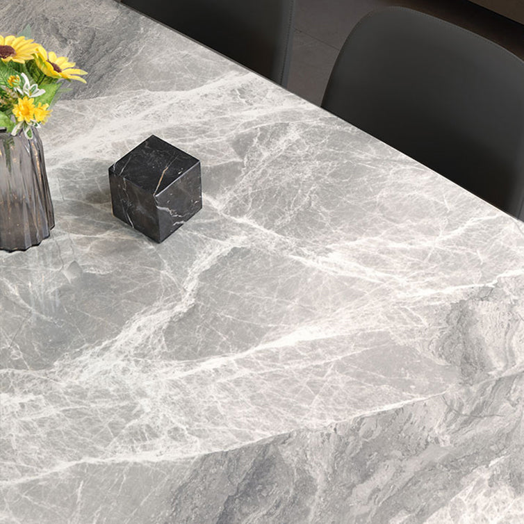 Sintered Stone Dining Table Simplicity Style 4 Legs Carbon Steel Base Rectangle Table for Home Clearhalo ' dining_table' 'Dining Tables & Seating' 'Dining Tables' 'furn' 'furn_dining_table' 'Furniture' 'furniture_dining_table' 'Kitchen & Dining Furniture' 'kitchen&dining_furn' 'kitchen' 'kitchen_dining_table' 4159083