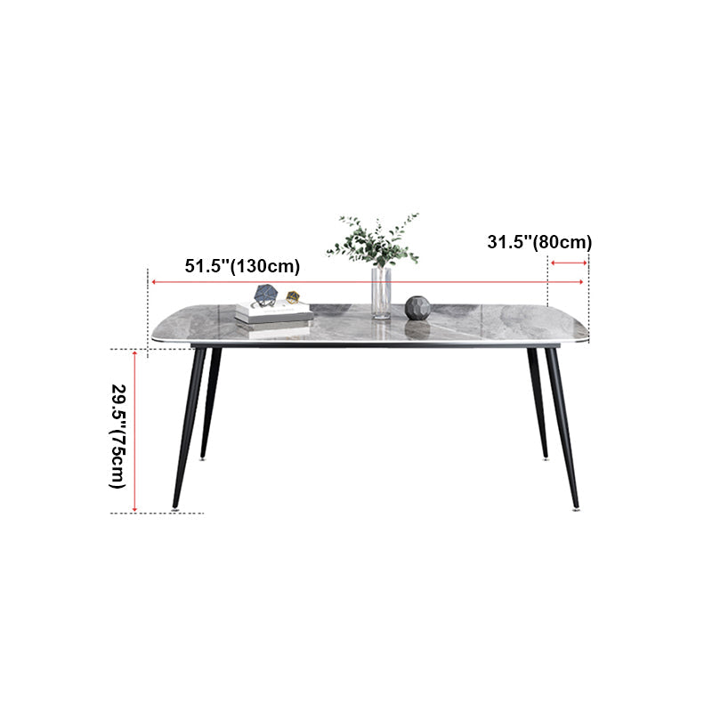 Sintered Stone Dining Table Simplicity Style 4 Legs Carbon Steel Base Rectangle Table for Home Clearhalo ' dining_table' 'Dining Tables & Seating' 'Dining Tables' 'furn' 'furn_dining_table' 'Furniture' 'furniture_dining_table' 'Kitchen & Dining Furniture' 'kitchen&dining_furn' 'kitchen' 'kitchen_dining_table' 4159091