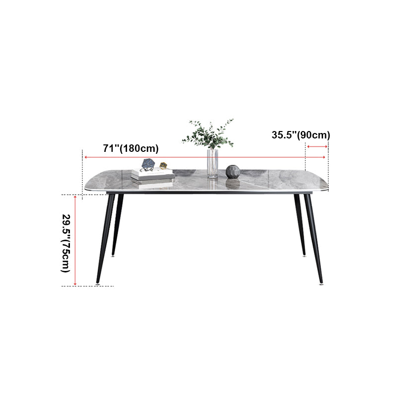 Sintered Stone Dining Table Simplicity Style 4 Legs Carbon Steel Base Rectangle Table for Home Clearhalo ' dining_table' 'Dining Tables & Seating' 'Dining Tables' 'furn' 'furn_dining_table' 'Furniture' 'furniture_dining_table' 'Kitchen & Dining Furniture' 'kitchen&dining_furn' 'kitchen' 'kitchen_dining_table' 4159094