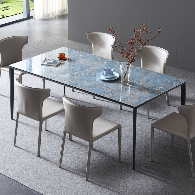 Simple Style Sintered Stone Table 4 Legs Aviation Aluminum Base Rectangle Table for Home Clearhalo ' dining_table' 'Dining Tables & Seating' 'Dining Tables' 'furn' 'furn_dining_table' 'Furniture' 'furniture_dining_table' 'Kitchen & Dining Furniture' 'kitchen&dining_furn' 'kitchen' 'kitchen_dining_table' 4159095