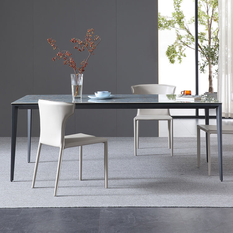 Simple Style Sintered Stone Table 4 Legs Aviation Aluminum Base Rectangle Table for Home Clearhalo ' dining_table' 'Dining Tables & Seating' 'Dining Tables' 'furn' 'furn_dining_table' 'Furniture' 'furniture_dining_table' 'Kitchen & Dining Furniture' 'kitchen&dining_furn' 'kitchen' 'kitchen_dining_table' 4159096