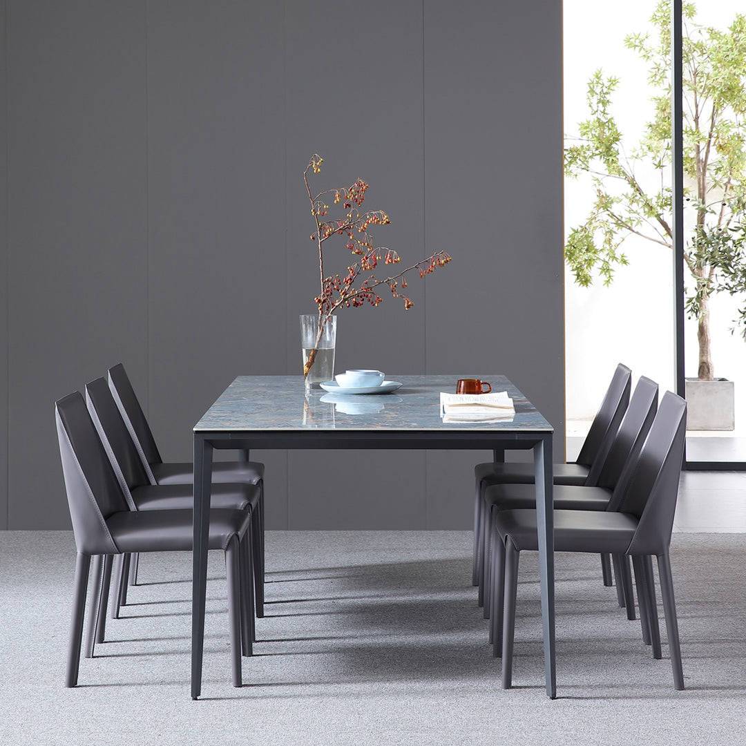 Simple Style Sintered Stone Table 4 Legs Aviation Aluminum Base Rectangle Table for Home Clearhalo ' dining_table' 'Dining Tables & Seating' 'Dining Tables' 'furn' 'furn_dining_table' 'Furniture' 'furniture_dining_table' 'Kitchen & Dining Furniture' 'kitchen&dining_furn' 'kitchen' 'kitchen_dining_table' 4159097