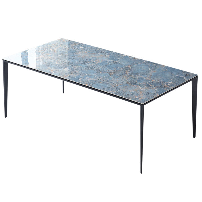 Simple Style Sintered Stone Table 4 Legs Aviation Aluminum Base Rectangle Table for Home Without Chairs Clearhalo ' dining_table' 'Dining Tables & Seating' 'Dining Tables' 'furn' 'furn_dining_table' 'Furniture' 'furniture_dining_table' 'Kitchen & Dining Furniture' 'kitchen&dining_furn' 'kitchen' 'kitchen_dining_table' 4159099