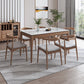 Rectangle Mid-Century Modern Dining Table White Sintered Stone Table with 4 Ash Solid Wood Legs Clearhalo ' dining_table' 'Dining Tables & Seating' 'Dining Tables' 'furn' 'furn_dining_table' 'Furniture' 'furniture_dining_table' 'Kitchen & Dining Furniture' 'kitchen&dining_furn' 'kitchen' 'kitchen_dining_table' 4159107