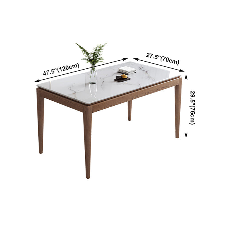 Rectangle Mid-Century Modern Dining Table White Sintered Stone Table with 4 Ash Solid Wood Legs Clearhalo ' dining_table' 'Dining Tables & Seating' 'Dining Tables' 'furn' 'furn_dining_table' 'Furniture' 'furniture_dining_table' 'Kitchen & Dining Furniture' 'kitchen&dining_furn' 'kitchen' 'kitchen_dining_table' 4159115
