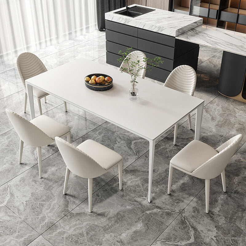 Modern Style Sintered Stone Table 4 Legs Base Rectangle Table for Home Clearhalo ' dining_table' 'Dining Tables & Seating' 'Dining Tables' 'Furniture' 'furniture_dining_table' 'Kitchen & Dining Furniture' 'kitchen&dining_furn' 'kitchen' 'kitchen_dining_table' 4159120