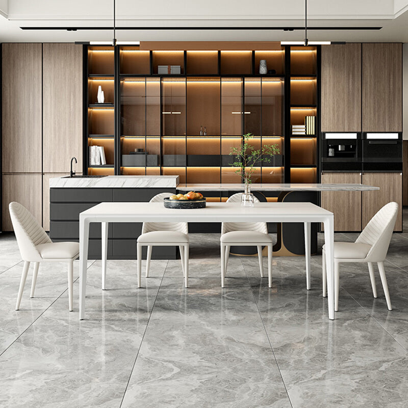 Modern Style Sintered Stone Table 4 Legs Base Rectangle Table for Home Clearhalo ' dining_table' 'Dining Tables & Seating' 'Dining Tables' 'Furniture' 'furniture_dining_table' 'Kitchen & Dining Furniture' 'kitchen&dining_furn' 'kitchen' 'kitchen_dining_table' 4159122