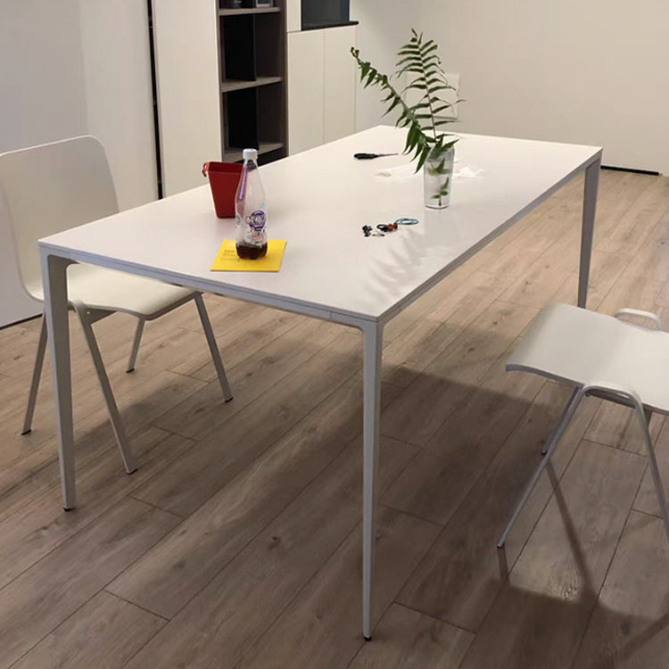 Modern Style Sintered Stone Table 4 Legs Base Rectangle Table for Home Clearhalo ' dining_table' 'Dining Tables & Seating' 'Dining Tables' 'Furniture' 'furniture_dining_table' 'Kitchen & Dining Furniture' 'kitchen&dining_furn' 'kitchen' 'kitchen_dining_table' 4159128