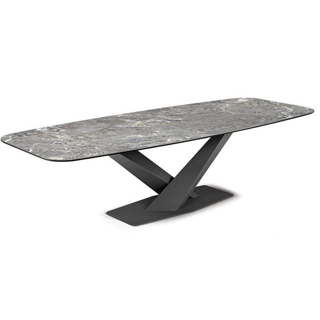 Rectangle Contemporary Dining Room Table Sintered Stone Table with Black Pedestal Base Black Without Chairs Clearhalo ' dining_table' 'Dining Tables & Seating' 'Dining Tables' 'furn' 'furn_dining_table' 'Furniture' 'furniture_dining_table' 'Kitchen & Dining Furniture' 'kitchen&dining_furn' 'kitchen' 'kitchen_dining_table' 4159139