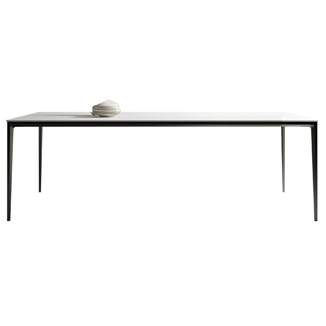 Modern Style Sintered Stone Table 4 Legs Aviation Aluminum Base Rectangle Table for Home White Without Chairs Clearhalo ' dining_table' 'Dining Tables & Seating' 'Dining Tables' 'furn' 'furn_dining_table' 'Furniture' 'furniture_dining_table' 'Kitchen & Dining Furniture' 'kitchen&dining_furn' 'kitchen' 'kitchen_dining_table' 4159146