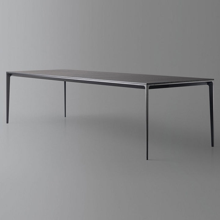 Modern Style Sintered Stone Table 4 Legs Aviation Aluminum Base Rectangle Table for Home Gray Without Chairs Clearhalo ' dining_table' 'Dining Tables & Seating' 'Dining Tables' 'furn' 'furn_dining_table' 'Furniture' 'furniture_dining_table' 'Kitchen & Dining Furniture' 'kitchen&dining_furn' 'kitchen' 'kitchen_dining_table' 4159150