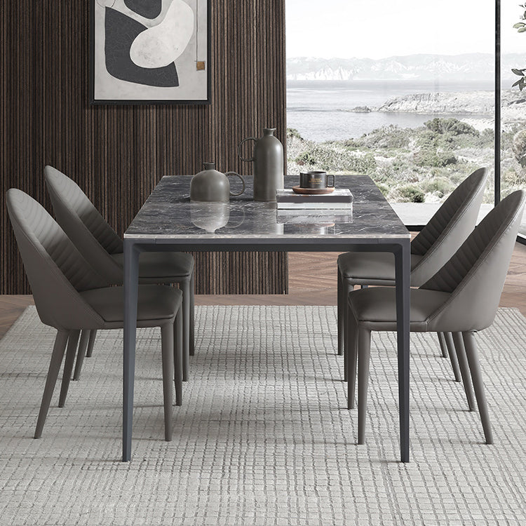 Simple Style Sintered Stone Table 4 Legs Aluminum Base Rectangle Table for Home Clearhalo ' dining_table' 'Dining Tables & Seating' 'Dining Tables' 'Furniture' 'furniture_dining_table' 'Kitchen & Dining Furniture' 'kitchen&dining_furn' 'kitchen' 'kitchen_dining_table' 4159170