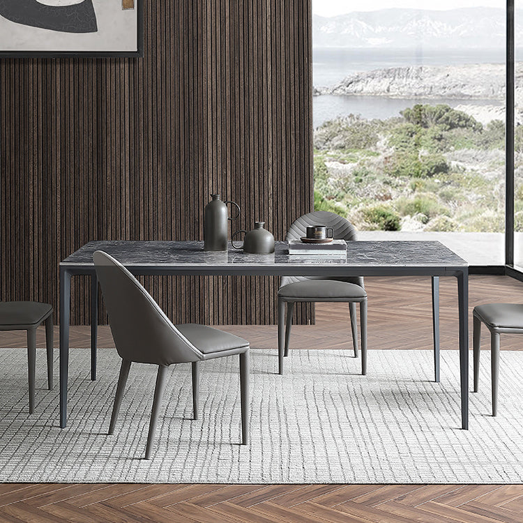 Simple Style Sintered Stone Table 4 Legs Aluminum Base Rectangle Table for Home Clearhalo ' dining_table' 'Dining Tables & Seating' 'Dining Tables' 'Furniture' 'furniture_dining_table' 'Kitchen & Dining Furniture' 'kitchen&dining_furn' 'kitchen' 'kitchen_dining_table' 4159171