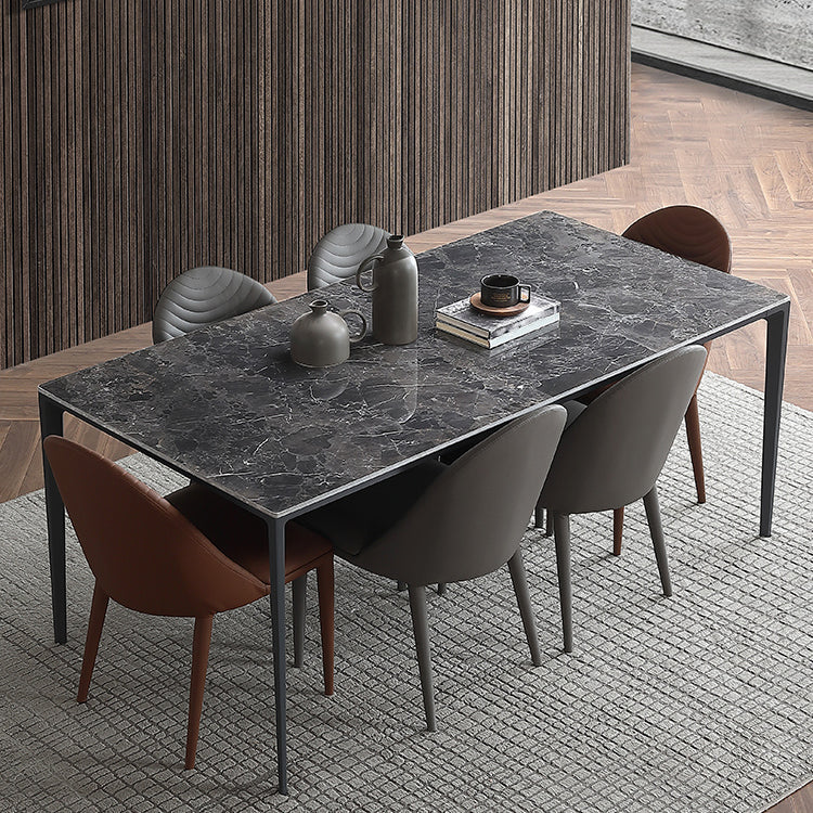 Simple Style Sintered Stone Table 4 Legs Aluminum Base Rectangle Table for Home Clearhalo ' dining_table' 'Dining Tables & Seating' 'Dining Tables' 'Furniture' 'furniture_dining_table' 'Kitchen & Dining Furniture' 'kitchen&dining_furn' 'kitchen' 'kitchen_dining_table' 4159172