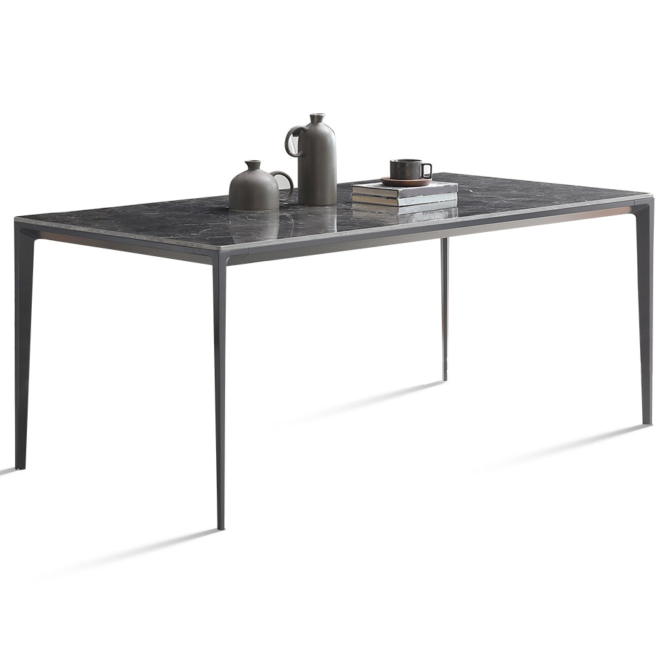 Simple Style Sintered Stone Table 4 Legs Aluminum Base Rectangle Table for Home Clearhalo ' dining_table' 'Dining Tables & Seating' 'Dining Tables' 'Furniture' 'furniture_dining_table' 'Kitchen & Dining Furniture' 'kitchen&dining_furn' 'kitchen' 'kitchen_dining_table' 4159173