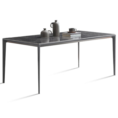 Simple Style Sintered Stone Table 4 Legs Aluminum Base Rectangle Table for Home Clearhalo ' dining_table' 'Dining Tables & Seating' 'Dining Tables' 'Furniture' 'furniture_dining_table' 'Kitchen & Dining Furniture' 'kitchen&dining_furn' 'kitchen' 'kitchen_dining_table' 4159173