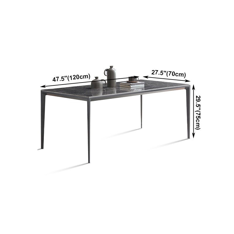 Simple Style Sintered Stone Table 4 Legs Aluminum Base Rectangle Table for Home Clearhalo ' dining_table' 'Dining Tables & Seating' 'Dining Tables' 'Furniture' 'furniture_dining_table' 'Kitchen & Dining Furniture' 'kitchen&dining_furn' 'kitchen' 'kitchen_dining_table' 4159178