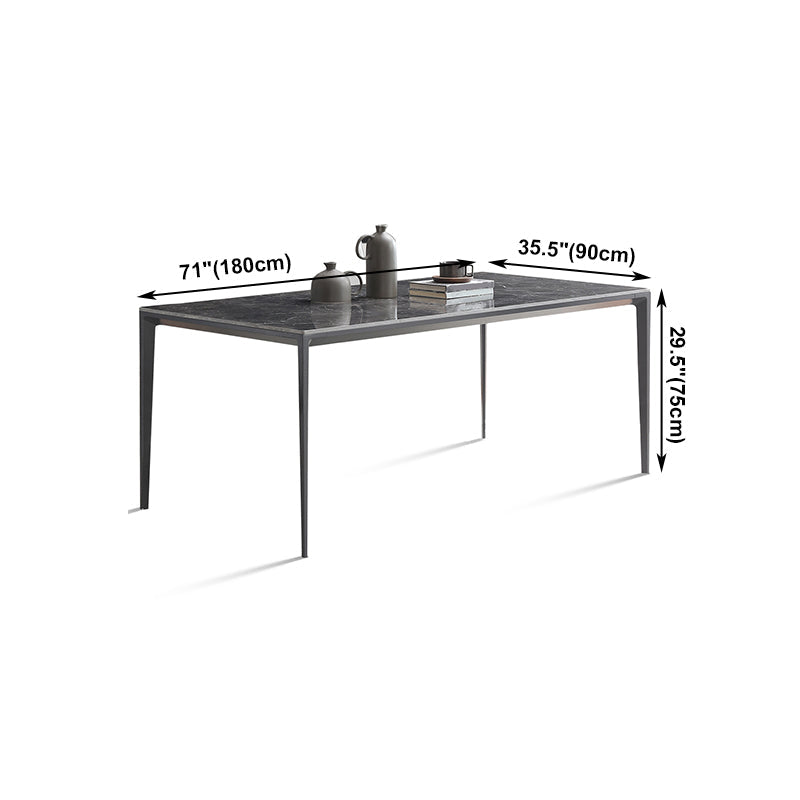 Simple Style Sintered Stone Table 4 Legs Aluminum Base Rectangle Table for Home Clearhalo ' dining_table' 'Dining Tables & Seating' 'Dining Tables' 'Furniture' 'furniture_dining_table' 'Kitchen & Dining Furniture' 'kitchen&dining_furn' 'kitchen' 'kitchen_dining_table' 4159181