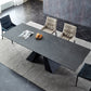 Modern Style Gray Dining Table Rectangle Sintered Stone Dining Table with Black Frame Clearhalo ' dining_table' 'Dining Tables & Seating' 'Dining Tables' 'furn' 'furn_dining_table' 'Furniture' 'furniture_dining_table' 'Kitchen & Dining Furniture' 'kitchen&dining_furn' 'kitchen' 'kitchen_dining_table' 4159210