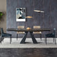 Modern Style Gray Dining Table Rectangle Sintered Stone Dining Table with Black Frame Clearhalo ' dining_table' 'Dining Tables & Seating' 'Dining Tables' 'furn' 'furn_dining_table' 'Furniture' 'furniture_dining_table' 'Kitchen & Dining Furniture' 'kitchen&dining_furn' 'kitchen' 'kitchen_dining_table' 4159213