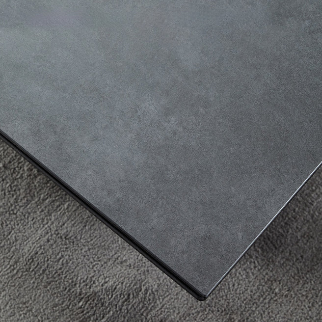 Modern Style Gray Dining Table Rectangle Sintered Stone Dining Table with Black Frame Clearhalo ' dining_table' 'Dining Tables & Seating' 'Dining Tables' 'furn' 'furn_dining_table' 'Furniture' 'furniture_dining_table' 'Kitchen & Dining Furniture' 'kitchen&dining_furn' 'kitchen' 'kitchen_dining_table' 4159215