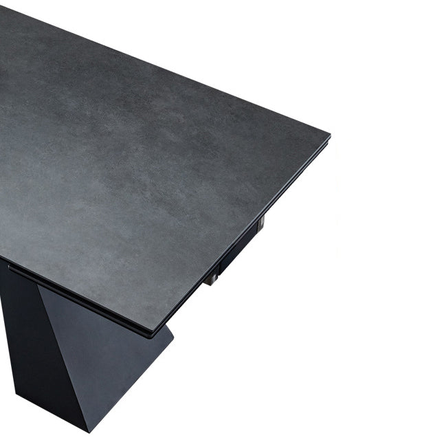 Modern Style Gray Dining Table Rectangle Sintered Stone Dining Table with Black Frame Clearhalo ' dining_table' 'Dining Tables & Seating' 'Dining Tables' 'furn' 'furn_dining_table' 'Furniture' 'furniture_dining_table' 'Kitchen & Dining Furniture' 'kitchen&dining_furn' 'kitchen' 'kitchen_dining_table' 4159217