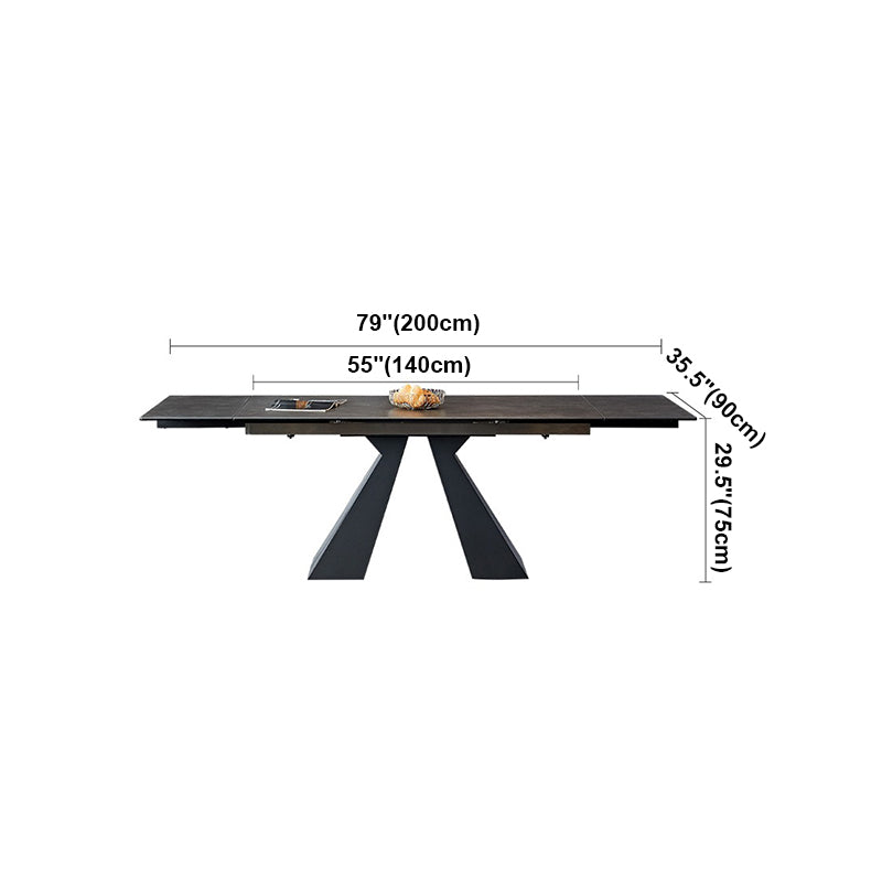 Modern Style Gray Dining Table Rectangle Sintered Stone Dining Table with Black Frame Clearhalo ' dining_table' 'Dining Tables & Seating' 'Dining Tables' 'furn' 'furn_dining_table' 'Furniture' 'furniture_dining_table' 'Kitchen & Dining Furniture' 'kitchen&dining_furn' 'kitchen' 'kitchen_dining_table' 4159219