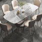 Traditional Luxury Dining Table Gray Rectangle Sintered Stone Dining Table with Pedestal Base Clearhalo ' dining_table' 'Dining Tables & Seating' 'Dining Tables' 'furn' 'furn_dining_table' 'Furniture' 'furniture_dining_table' 'Kitchen & Dining Furniture' 'kitchen&dining_furn' 'kitchen' 'kitchen_dining_table' 4159239