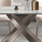Traditional Luxury Dining Table Gray Rectangle Sintered Stone Dining Table with Pedestal Base Clearhalo ' dining_table' 'Dining Tables & Seating' 'Dining Tables' 'furn' 'furn_dining_table' 'Furniture' 'furniture_dining_table' 'Kitchen & Dining Furniture' 'kitchen&dining_furn' 'kitchen' 'kitchen_dining_table' 4159244