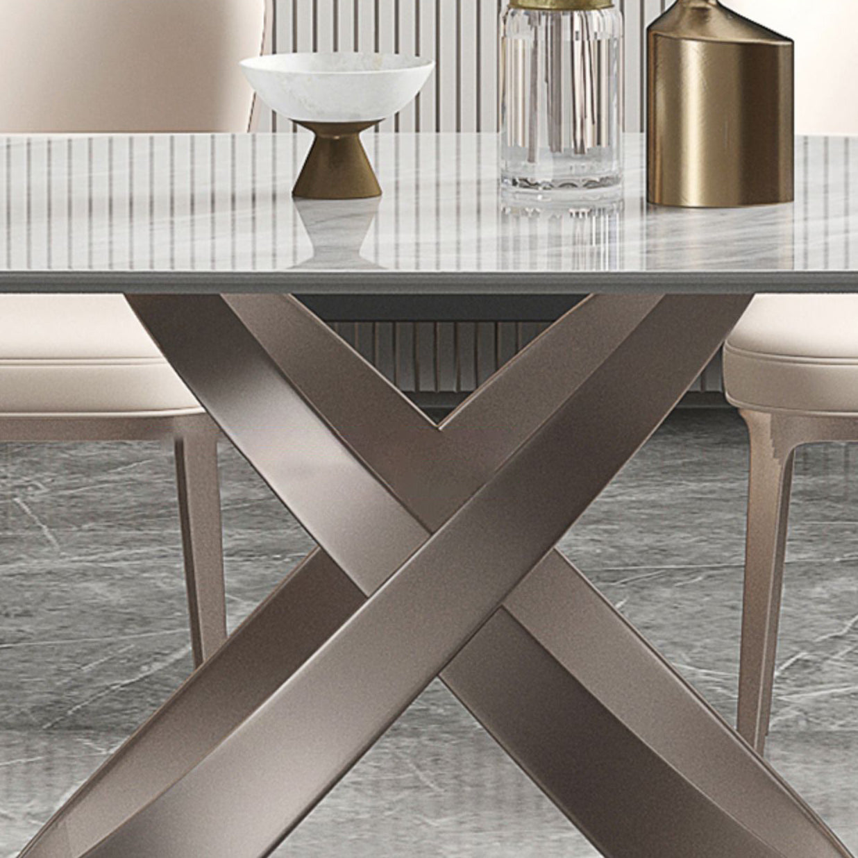 Traditional Luxury Dining Table Gray Rectangle Sintered Stone Dining Table with Pedestal Base Clearhalo ' dining_table' 'Dining Tables & Seating' 'Dining Tables' 'furn' 'furn_dining_table' 'Furniture' 'furniture_dining_table' 'Kitchen & Dining Furniture' 'kitchen&dining_furn' 'kitchen' 'kitchen_dining_table' 4159244