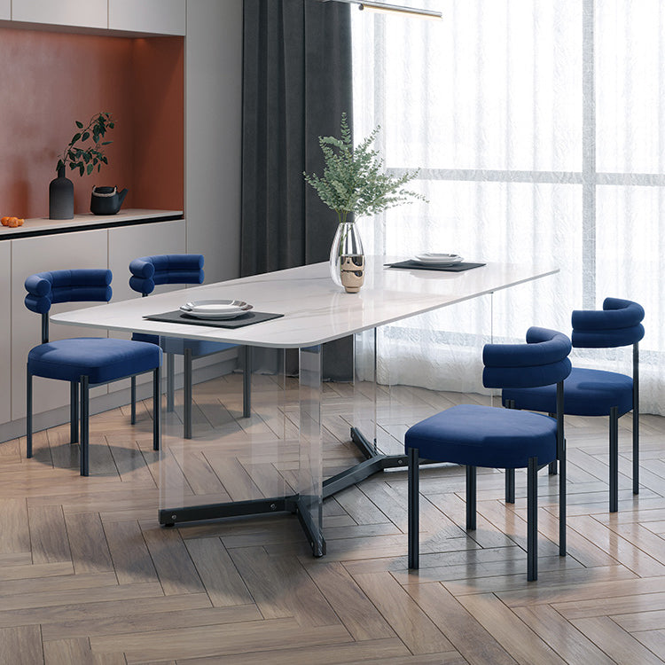 Modern Style White Dining Table Rectangle Sintered Stone Table with Acrylic Base Clearhalo ' dining_table' 'Dining Tables & Seating' 'Dining Tables' 'furn' 'furn_dining_table' 'Furniture' 'furniture_dining_table' 'Kitchen & Dining Furniture' 'kitchen&dining_furn' 'kitchen' 'kitchen_dining_table' 4159254