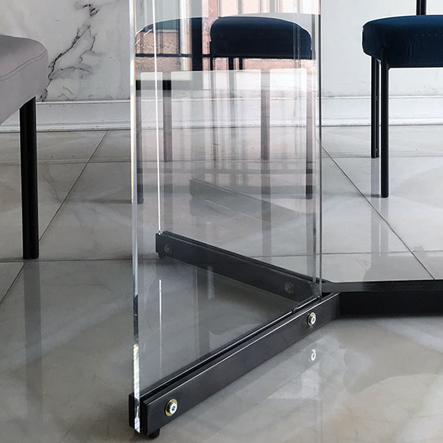 Modern Style White Dining Table Rectangle Sintered Stone Table with Acrylic Base Clearhalo ' dining_table' 'Dining Tables & Seating' 'Dining Tables' 'furn' 'furn_dining_table' 'Furniture' 'furniture_dining_table' 'Kitchen & Dining Furniture' 'kitchen&dining_furn' 'kitchen' 'kitchen_dining_table' 4159257