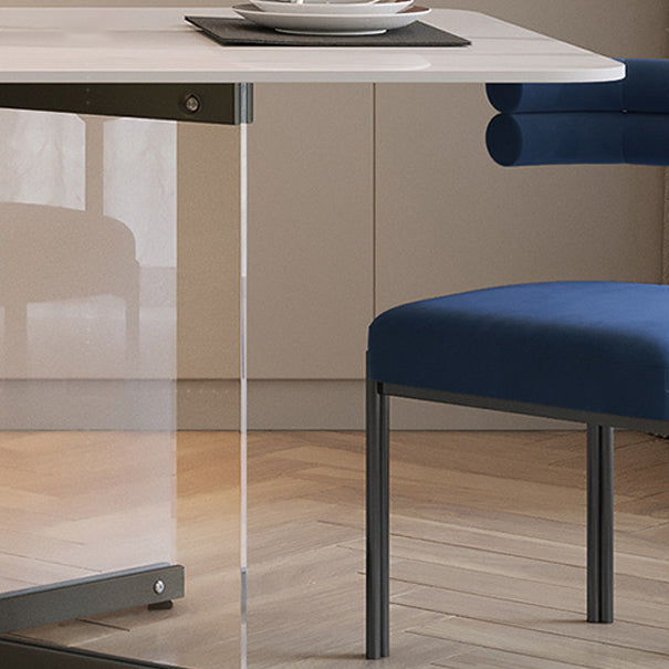 Modern Style White Dining Table Rectangle Sintered Stone Table with Acrylic Base Clearhalo ' dining_table' 'Dining Tables & Seating' 'Dining Tables' 'furn' 'furn_dining_table' 'Furniture' 'furniture_dining_table' 'Kitchen & Dining Furniture' 'kitchen&dining_furn' 'kitchen' 'kitchen_dining_table' 4159259