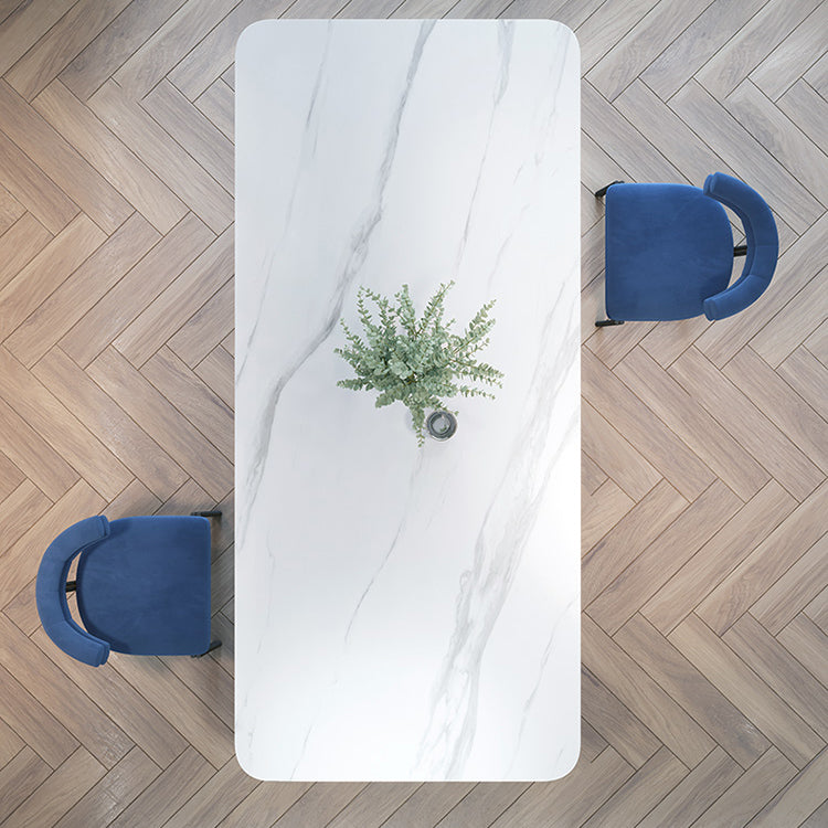 Modern Style White Dining Table Rectangle Sintered Stone Table with Acrylic Base Clearhalo ' dining_table' 'Dining Tables & Seating' 'Dining Tables' 'furn' 'furn_dining_table' 'Furniture' 'furniture_dining_table' 'Kitchen & Dining Furniture' 'kitchen&dining_furn' 'kitchen' 'kitchen_dining_table' 4159260