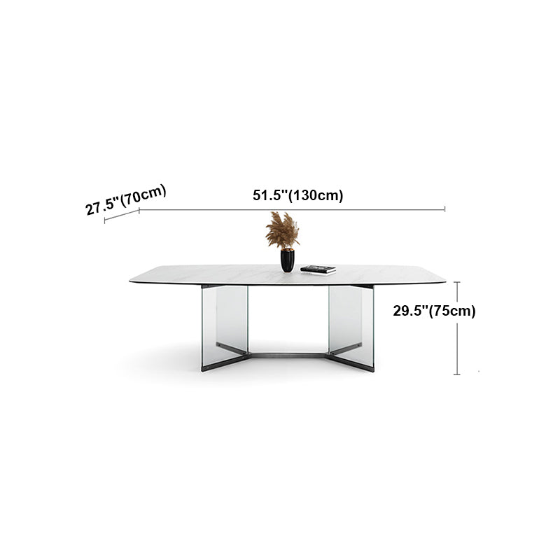 Modern Style White Dining Table Rectangle Sintered Stone Table with Acrylic Base Clearhalo ' dining_table' 'Dining Tables & Seating' 'Dining Tables' 'furn' 'furn_dining_table' 'Furniture' 'furniture_dining_table' 'Kitchen & Dining Furniture' 'kitchen&dining_furn' 'kitchen' 'kitchen_dining_table' 4159261