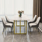 Rectangle Traditional Luxury Dining Table White Sintered Stone Table with Gold Double Pedestal Clearhalo ' dining_table' 'Dining Tables & Seating' 'Dining Tables' 'furn' 'furn_dining_table' 'Furniture' 'furniture_dining_table' 'Kitchen & Dining Furniture' 'kitchen&dining_furn' 'kitchen' 'kitchen_dining_table' 4159266