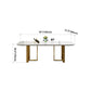 Rectangle Traditional Luxury Dining Table White Sintered Stone Table with Gold Double Pedestal Clearhalo ' dining_table' 'Dining Tables & Seating' 'Dining Tables' 'furn' 'furn_dining_table' 'Furniture' 'furniture_dining_table' 'Kitchen & Dining Furniture' 'kitchen&dining_furn' 'kitchen' 'kitchen_dining_table' 4159270