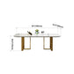 Rectangle Traditional Luxury Dining Table White Sintered Stone Table with Gold Double Pedestal Clearhalo ' dining_table' 'Dining Tables & Seating' 'Dining Tables' 'furn' 'furn_dining_table' 'Furniture' 'furniture_dining_table' 'Kitchen & Dining Furniture' 'kitchen&dining_furn' 'kitchen' 'kitchen_dining_table' 4159271