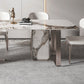 Traditional Luxury Dining Table Sintered Stone Rectangle Dining Table with Rose Gold Frame Clearhalo ' dining_table' 'Dining Tables & Seating' 'Dining Tables' 'furn' 'furn_dining_table' 'Furniture' 'furniture_dining_table' 'Kitchen & Dining Furniture' 'kitchen&dining_furn' 'kitchen' 'kitchen_dining_table' 4159278