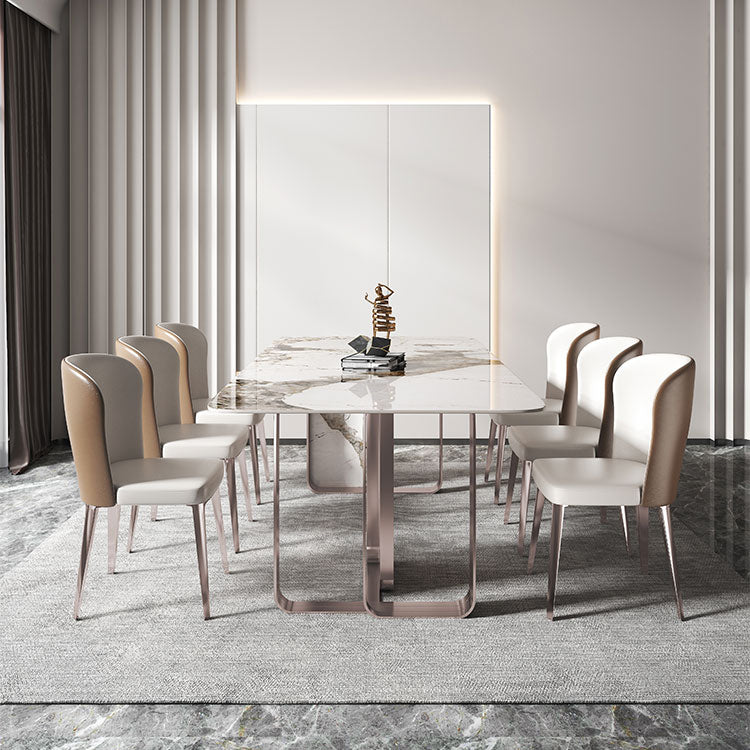 Traditional Luxury Dining Table Sintered Stone Rectangle Dining Table with Rose Gold Frame Clearhalo ' dining_table' 'Dining Tables & Seating' 'Dining Tables' 'furn' 'furn_dining_table' 'Furniture' 'furniture_dining_table' 'Kitchen & Dining Furniture' 'kitchen&dining_furn' 'kitchen' 'kitchen_dining_table' 4159282