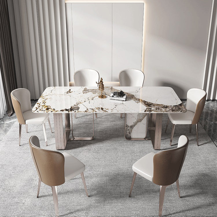 Traditional Luxury Dining Table Sintered Stone Rectangle Dining Table with Rose Gold Frame Clearhalo ' dining_table' 'Dining Tables & Seating' 'Dining Tables' 'furn' 'furn_dining_table' 'Furniture' 'furniture_dining_table' 'Kitchen & Dining Furniture' 'kitchen&dining_furn' 'kitchen' 'kitchen_dining_table' 4159283