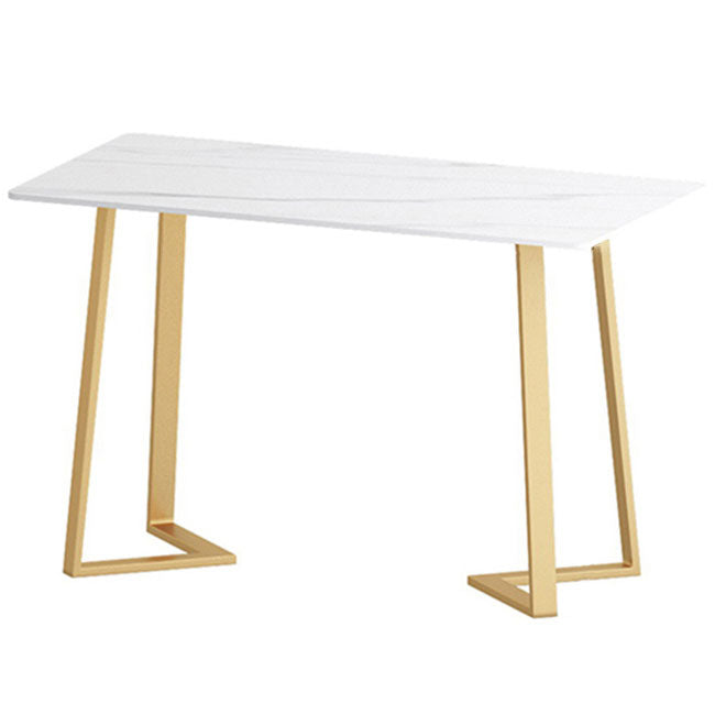 Traditional Luxury Dining Table White Sintered Stone Table with Gold Metal Base Rectangle Without Chairs Clearhalo ' dining_table' 'Dining Tables & Seating' 'Dining Tables' 'furn' 'furn_dining_table' 'Furniture' 'furniture_dining_table' 'Kitchen & Dining Furniture' 'kitchen&dining_furn' 'kitchen' 'kitchen_dining_table' 4159288