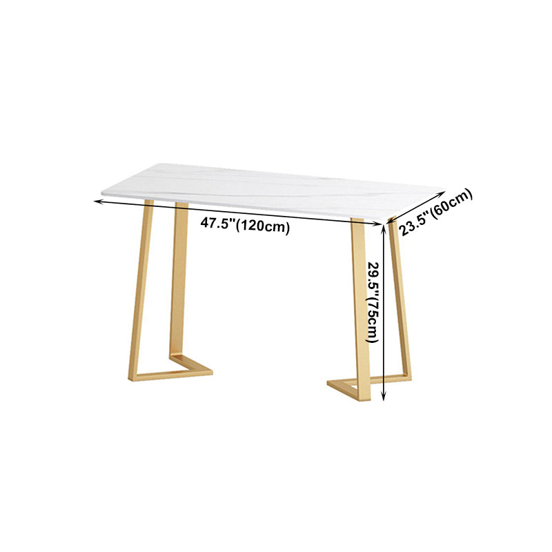 Traditional Luxury Dining Table White Sintered Stone Table with Gold Metal Base Clearhalo ' dining_table' 'Dining Tables & Seating' 'Dining Tables' 'furn' 'furn_dining_table' 'Furniture' 'furniture_dining_table' 'Kitchen & Dining Furniture' 'kitchen&dining_furn' 'kitchen' 'kitchen_dining_table' 4159297